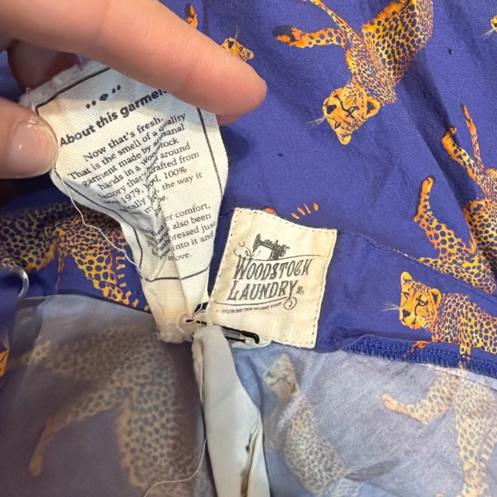 Woodstock Laundry Blue Cheetah Print Chemise Nighty Slip Dress Size M NWT - Picture 5 of 5